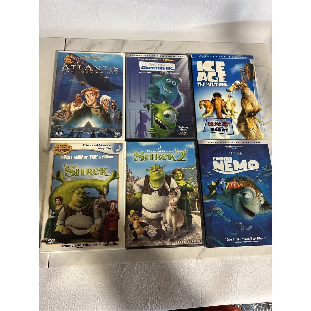 4 DVD Lot Shrek/Ice Age Dawn Of Dinosaurs/Toy Story 3/Shark Tale Pre Owned